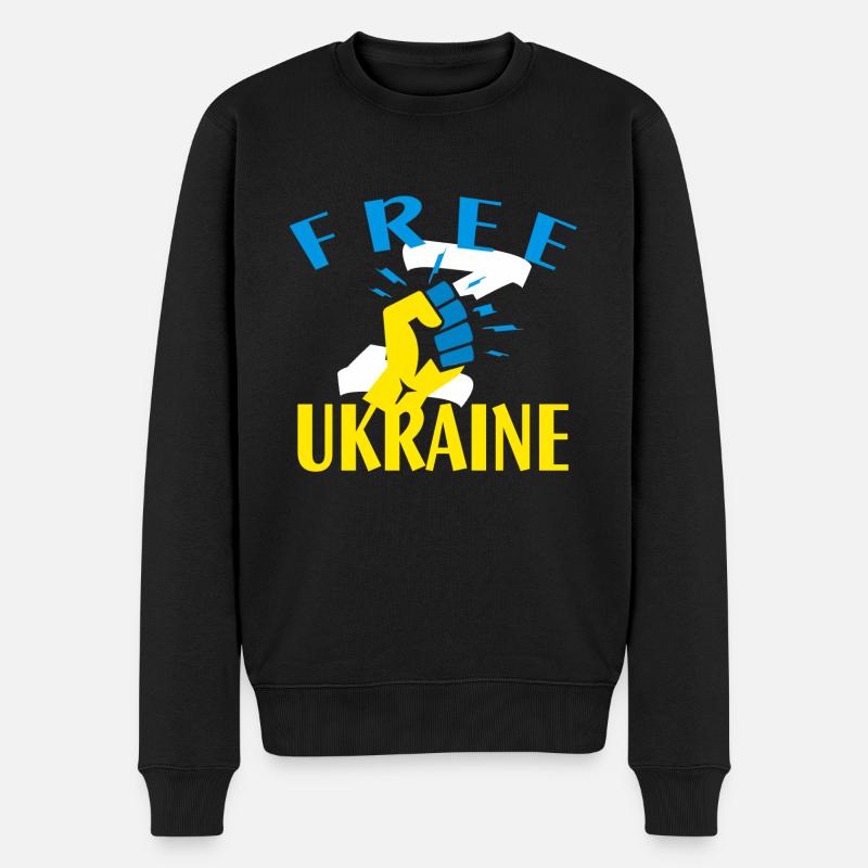 Free Ukraine - Männer Premium Bio Pullover - Schwarz