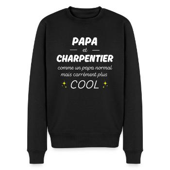 papa et charpentier papa plus cool - Pull Premium bio Homme - noir - Devant - Nico (187cm)