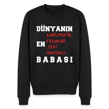 Dünyanin en iyi Babasi Türkischer Vater - Männer Premium Bio Pullover - Schwarz - Vorne - Nico (187cm)