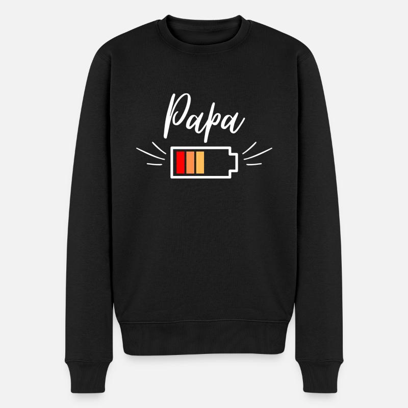 Papa Power Low (white) - Männer Premium Bio Pullover - Schwarz