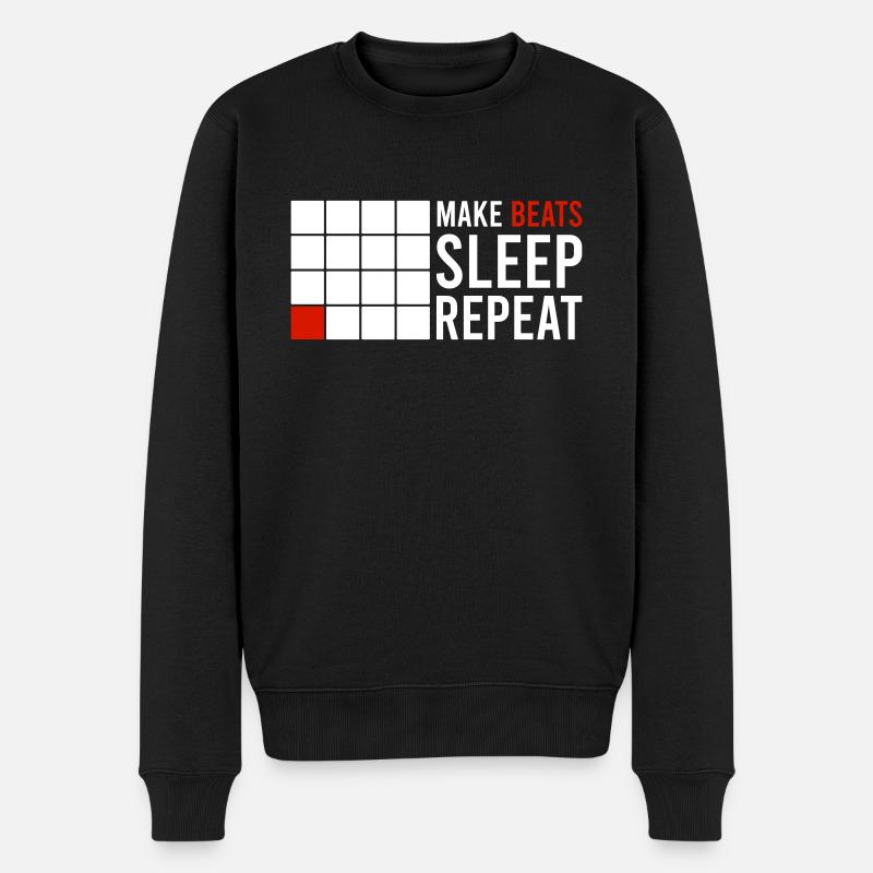 MAKE BEATS SLEEP REPEAT - Männer Premium Bio Pullover - Schwarz