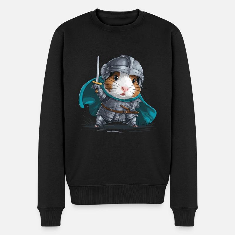 Meerschweinchen als Ritter - Männer Premium Bio Pullover - Schwarz