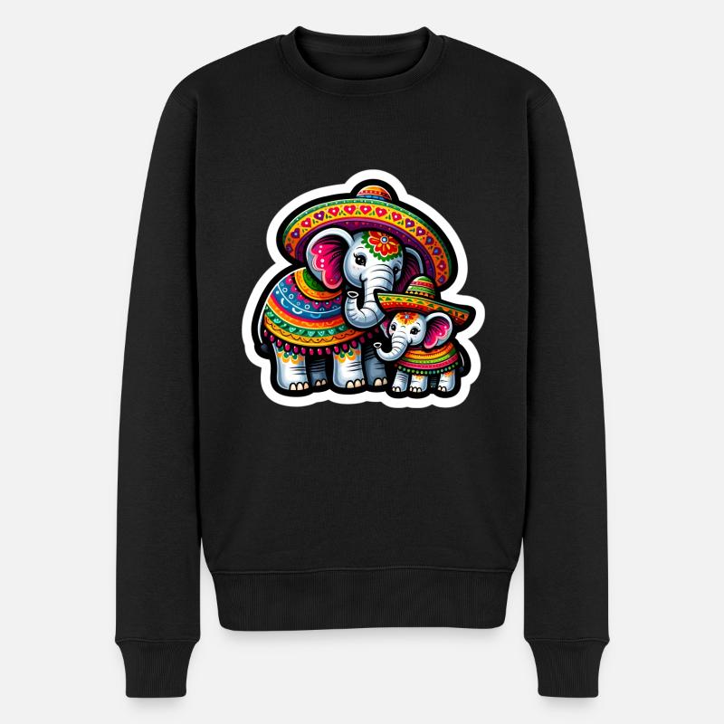 Cinco de Mayo éléphant avec Sombrero Cartoon - Pull Premium bio Homme - noir