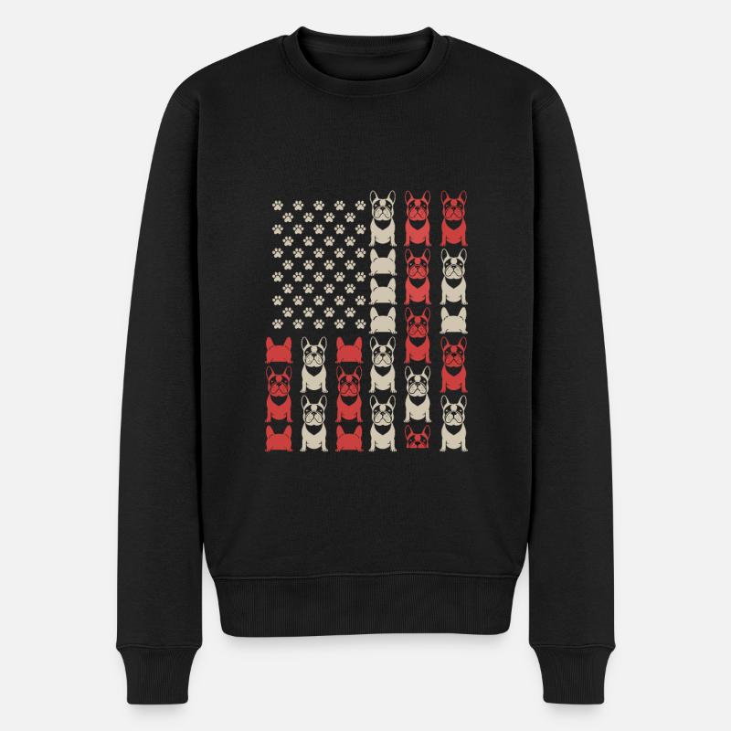 Bouledogues Français Drapeau Chien Pattes Motif - Pull Premium bio Homme - noir