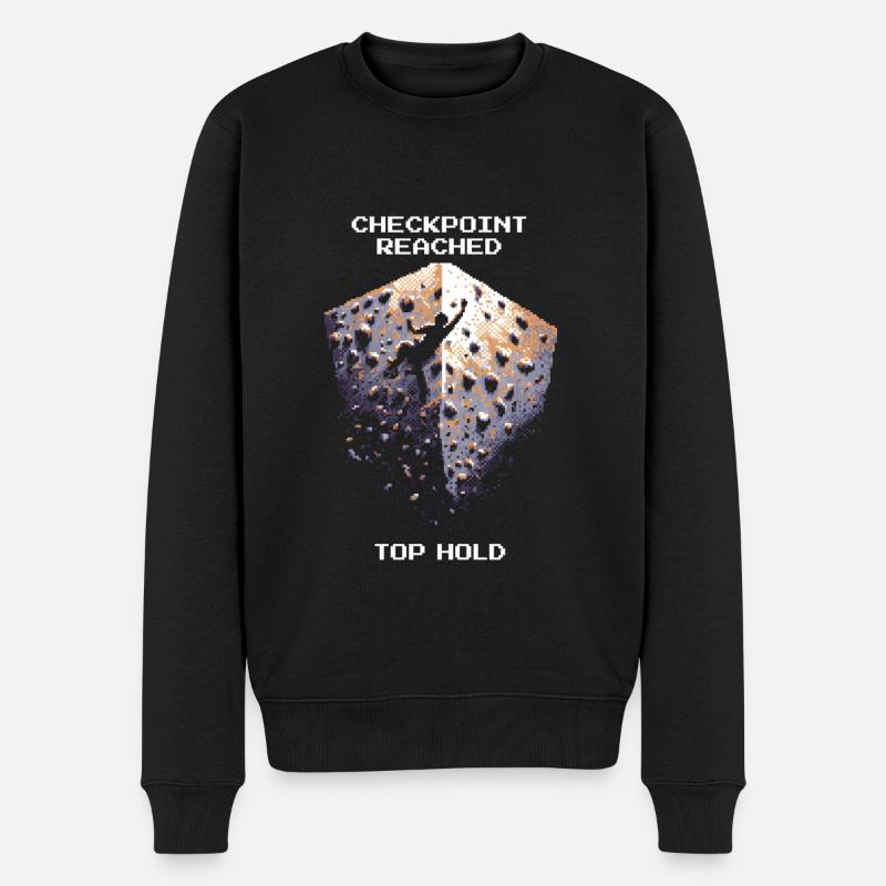 Checkpoint: Top | Bouldern Pixel Art - Männer Premium Bio Pullover - Schwarz