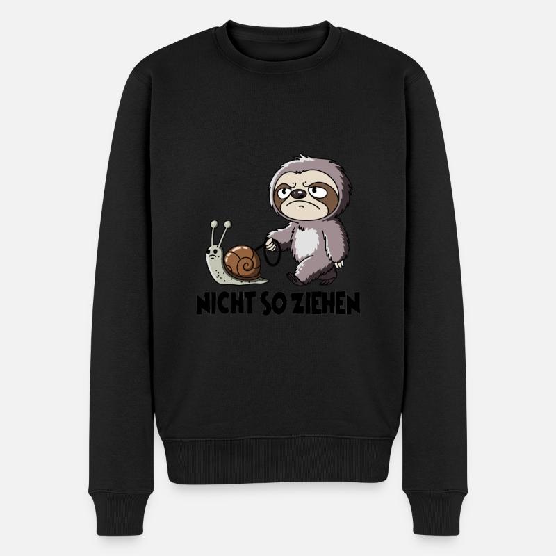Nicht So Ziehen Faultier Mit Schnecke Humor - Männer Premium Bio Pullover - Schwarz