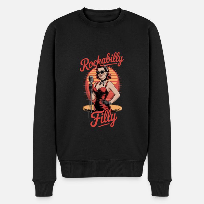 Rockabilly Filly Retro Stil - Männer Premium Bio Pullover - Schwarz