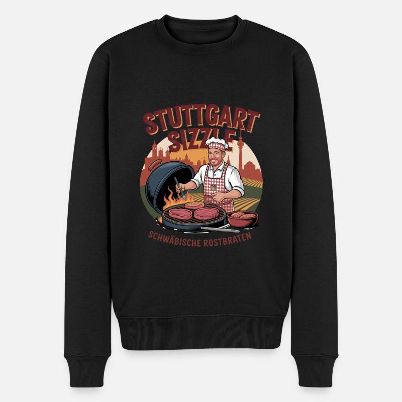 Stuttgart Sizzle Schwäbische Rostbraten BBQ - Männer Premium Bio Pullover - Schwarz