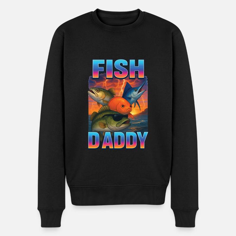 Fisch Papa - Männer Premium Bio Pullover - Schwarz