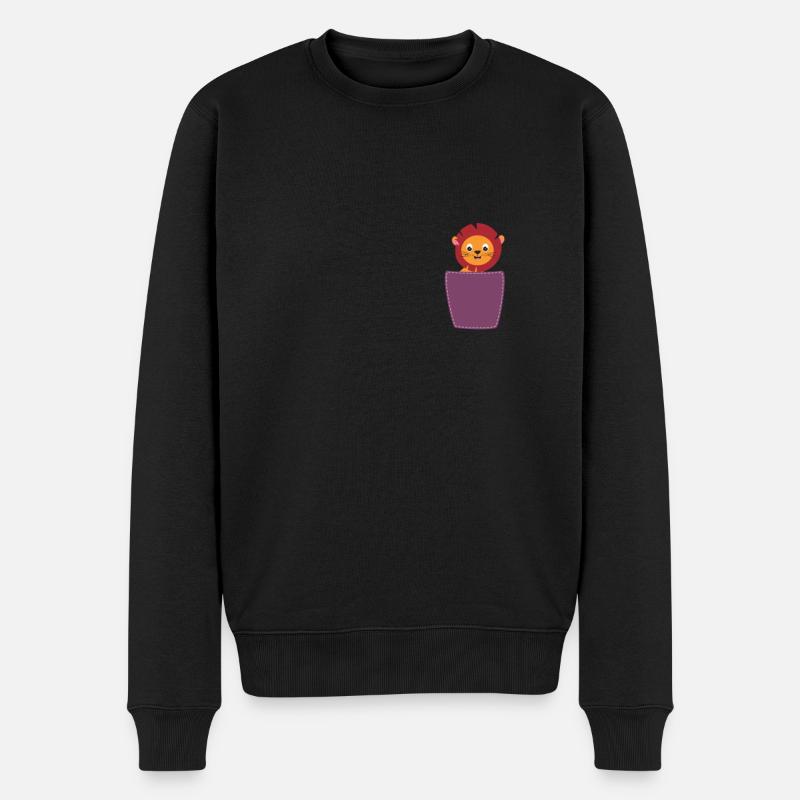 Löwe in der Brusttasche Katze - Männer Premium Bio Pullover - Schwarz