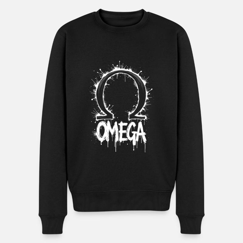 Omega Symbol Splash - Männer Premium Bio Pullover - Schwarz