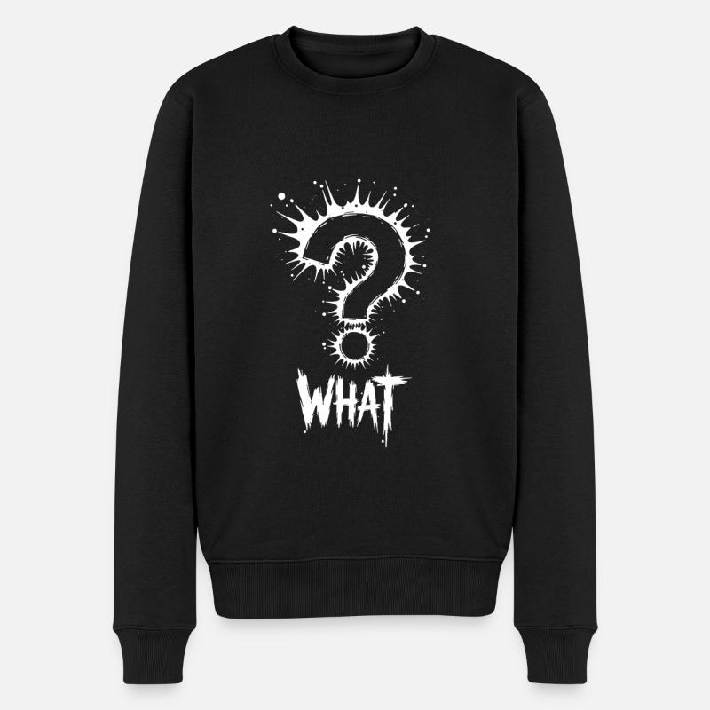What Fragezeichen Splash - Männer Premium Bio Pullover - Schwarz
