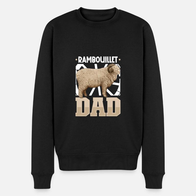 Rambouillet-Schaf Papa - Männer Premium Bio Pullover - Schwarz