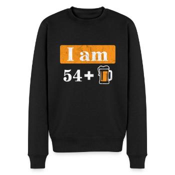 Ich bin 54 plus Bier 55. Geburtstag - Männer Premium Bio Pullover - Schwarz - Vorne - Nico (187cm)