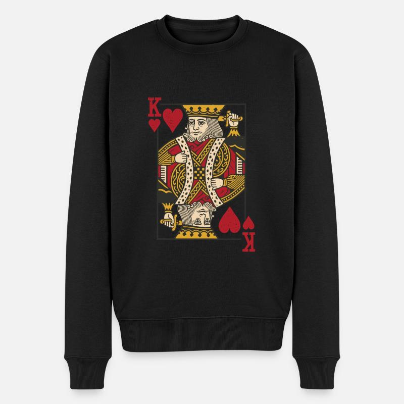 Karten Herz König Skat Poker Doppelkopf - Männer Premium Bio Pullover - Schwarz