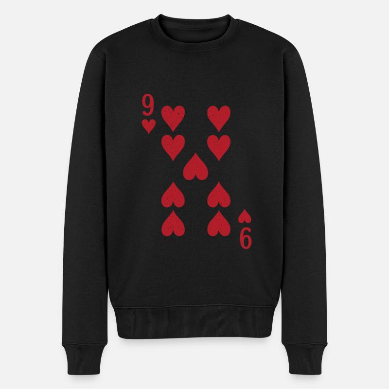 Karten Herz Neun Skat Poker Doppelkopf - Männer Premium Bio Pullover - Schwarz