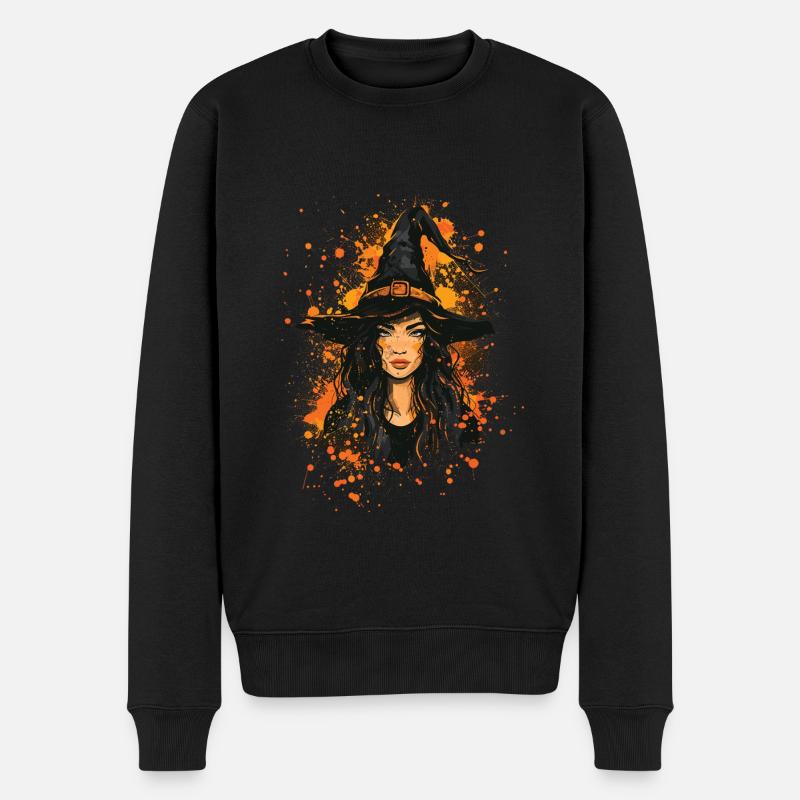 Effrayant Pin-up Sorcière Halloween - Pull Premium bio Homme - noir