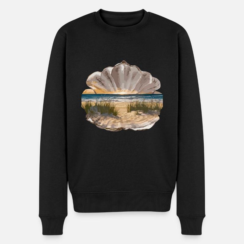Muschel Strand Szene Serene Ozean Landschaft - Männer Premium Bio Pullover - Schwarz