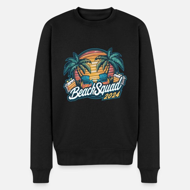 Beach Squad 2024 Tropischer Sonnenuntergang - Männer Premium Bio Pullover - Schwarz