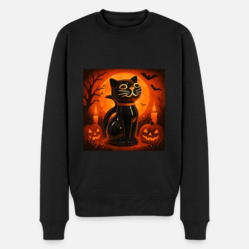 Grusel Katze Halloween Geschenk - Männer Premium Bio Pullover - Schwarz