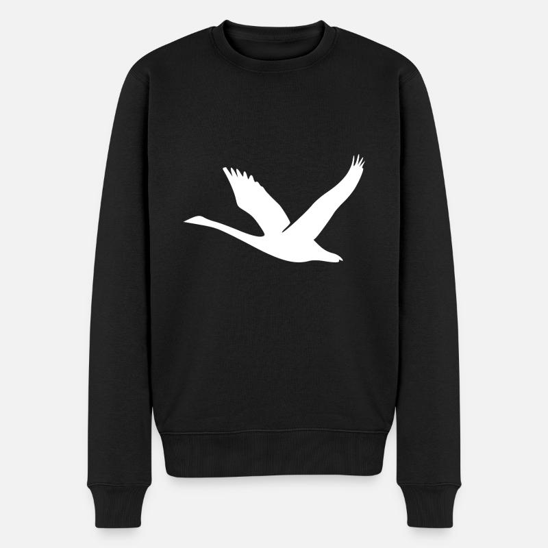 Cygne volant avec des ailes - Pull Premium bio Homme - noir
