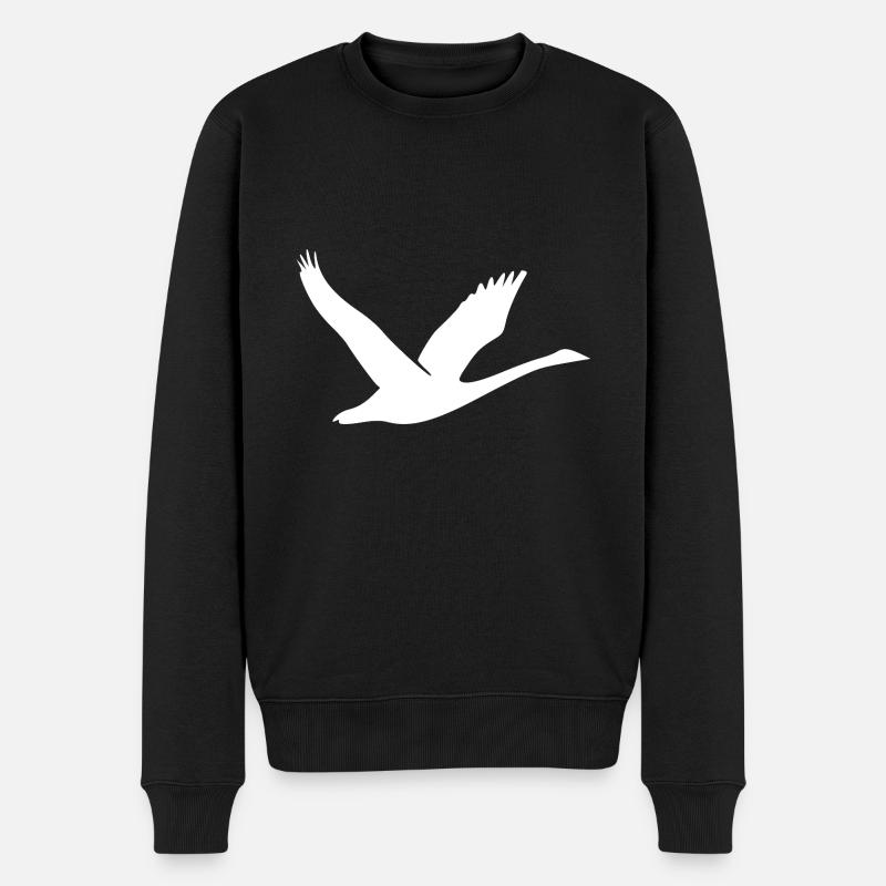 Schöne Schwan Silhouette - Männer Premium Bio Pullover - Schwarz
