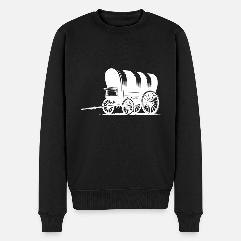 Wagon couvert avec bâche rayée - Pull Premium bio Homme - noir