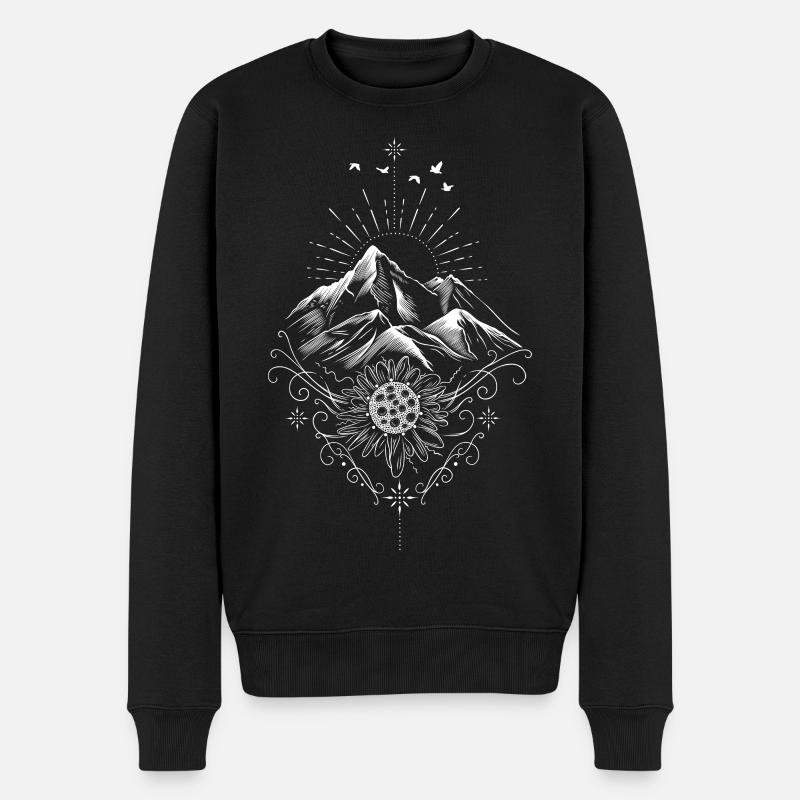 Wandern Berge Edelweiss - Männer Premium Bio Pullover - Schwarz