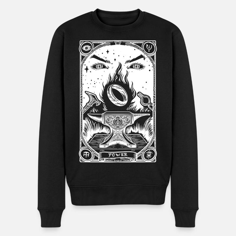 Ein Ring Tarot weiß - Männer Premium Bio Pullover - Schwarz