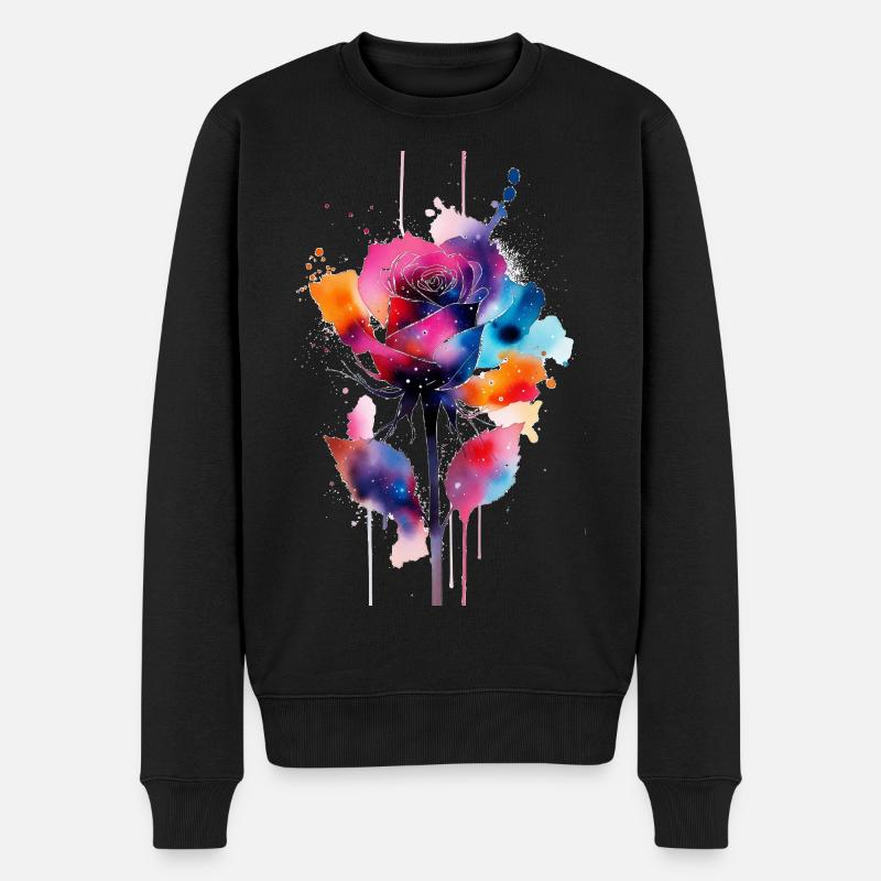 Blume - Männer Premium Bio Pullover - Schwarz