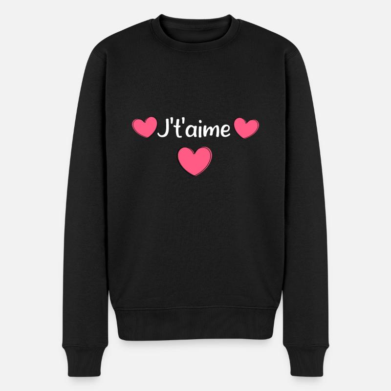 Ich liebe dich Valentinstag - Männer Premium Bio Pullover - Schwarz