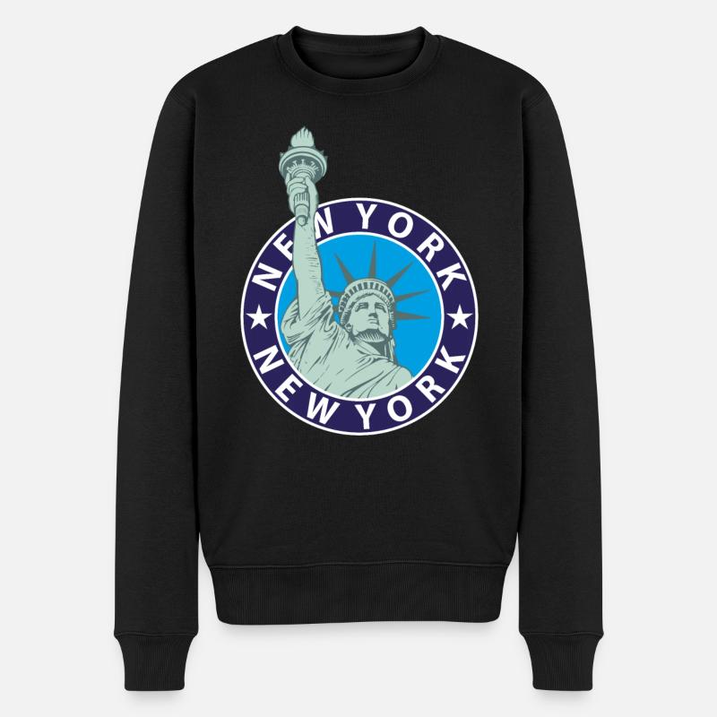 New York Freiheitsstatue - Männer Premium Bio Pullover - Schwarz
