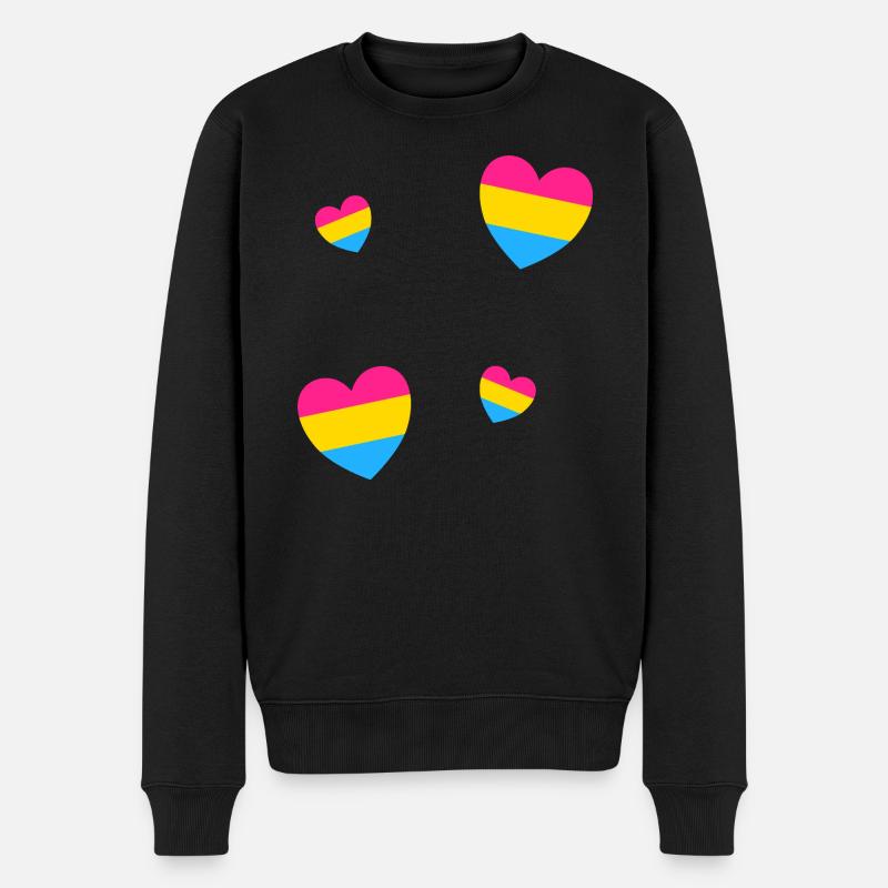 Coeurs de drapeau pansexuel - Pull Premium bio Homme - noir