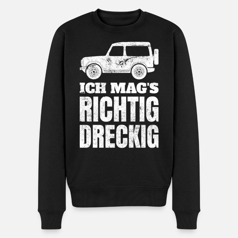 Ich Mag's Richtig Dreckig Geländewagen Offroader - Männer Premium Bio Pullover - Schwarz