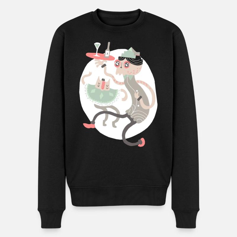 Wein-Grafik - Männer Premium Bio Pullover - Schwarz