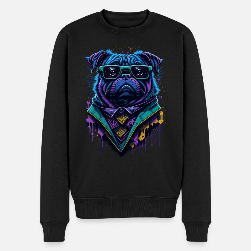 Graffiti Cyberpug - Männer Premium Bio Pullover - Schwarz