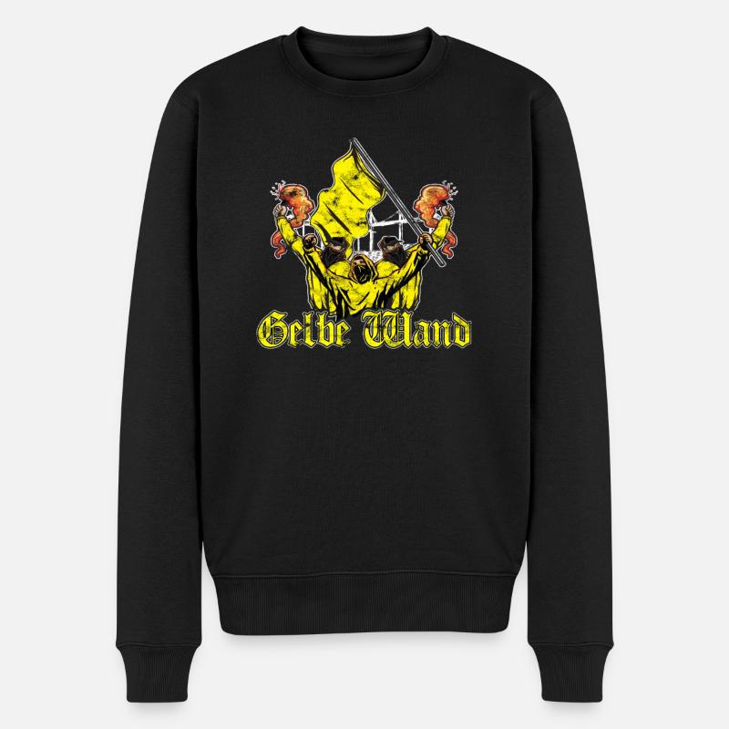 Gelbe Wand - Männer Premium Bio Pullover - Schwarz