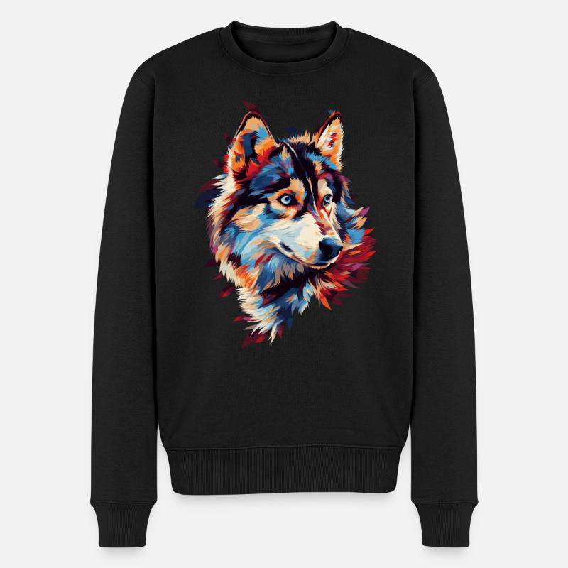Chien Husky - Pull Premium bio Homme - noir