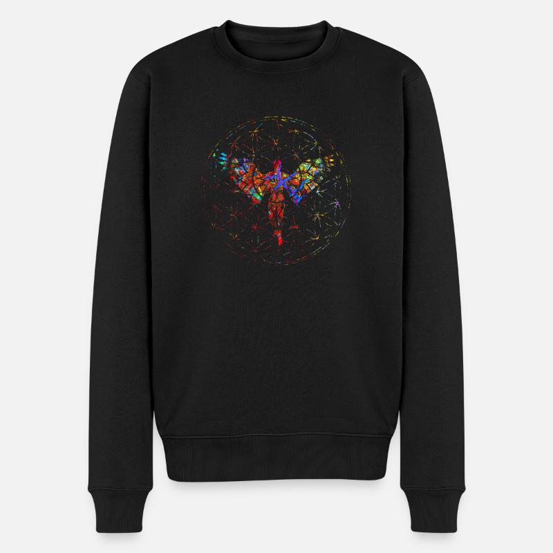 Engel Blume des Lebens (durchsichtiger Hintergrund) - Männer Premium Bio Pullover - Schwarz