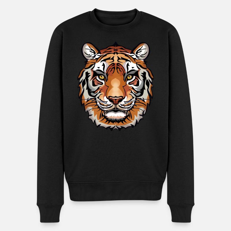 Tiger - Männer Premium Bio Pullover - Schwarz