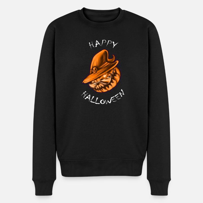 Happy Halloween Pumpkin - Männer Premium Bio Pullover - Schwarz