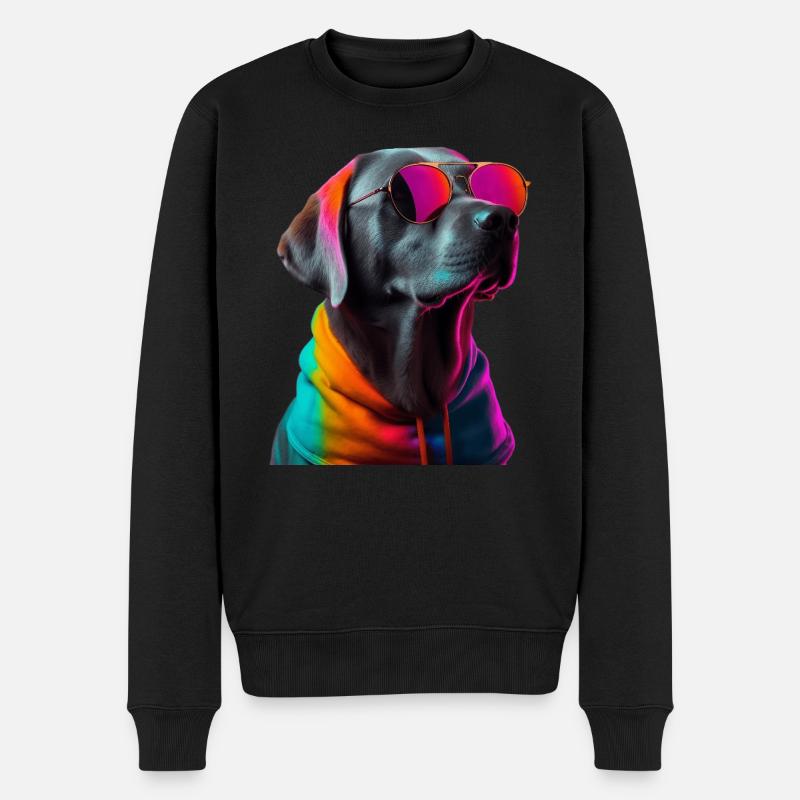 Labrador Hund mit Sonnenbrille - Männer Premium Bio Pullover - Schwarz