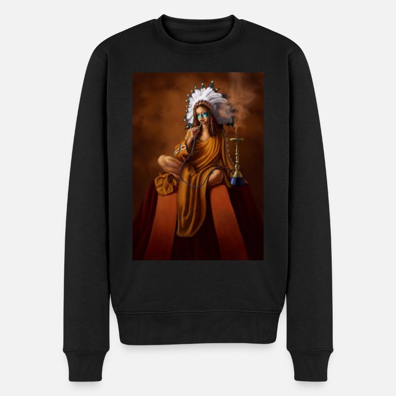 Weiblicher indischer Schamane mit Kopfschmuck - Männer Premium Bio Pullover - Schwarz