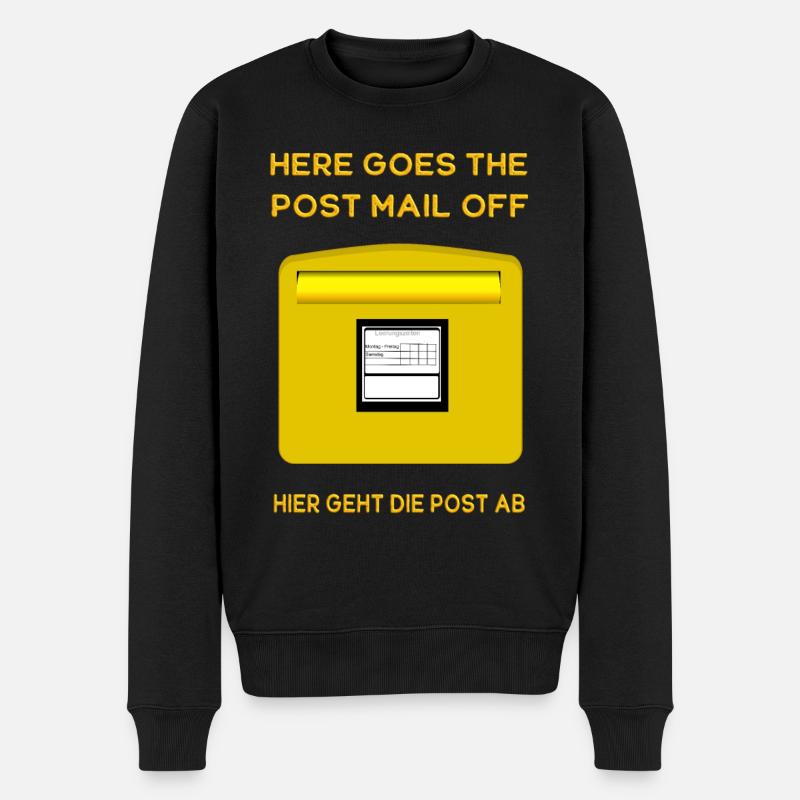 Here goes the post mail off. Hier geht die Post ab - Männer Premium Bio Pullover - Schwarz