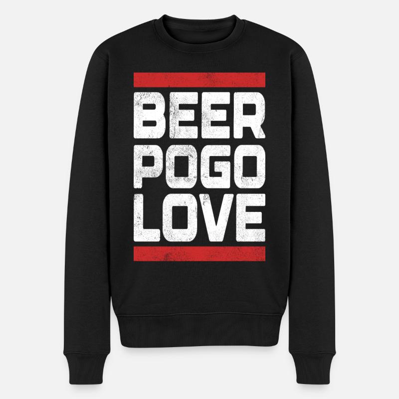 Bier-Pogo-Liebe - Männer Premium Bio Pullover - Schwarz