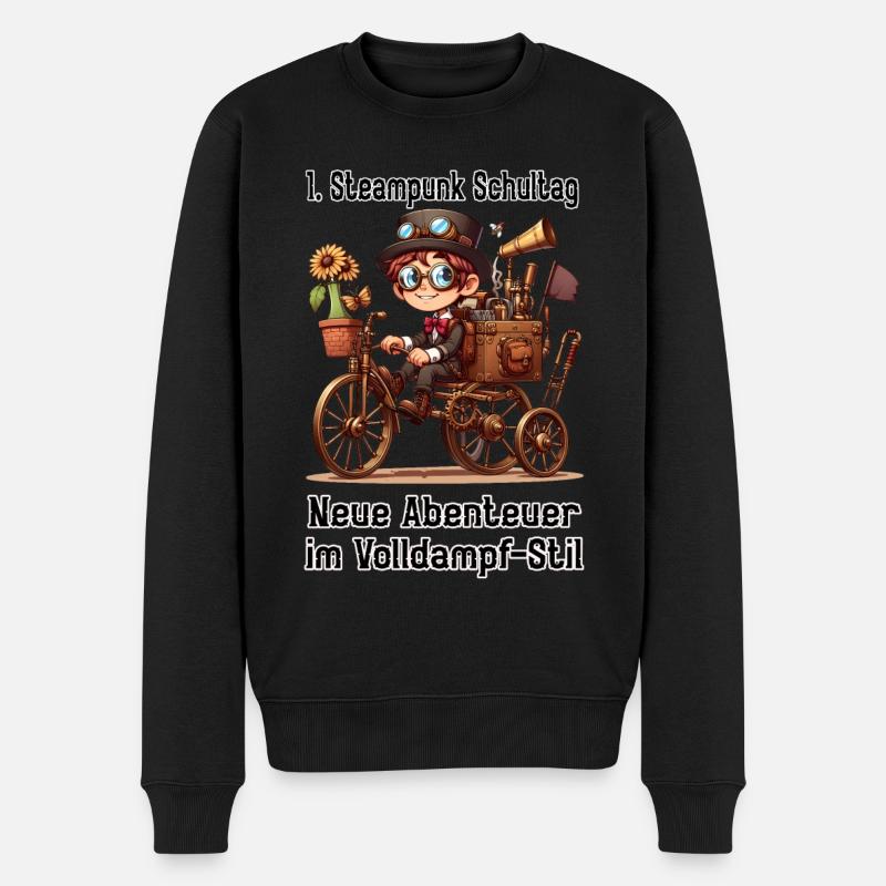 First Steampunk School Day - Men's Premium Organic Jumper - black