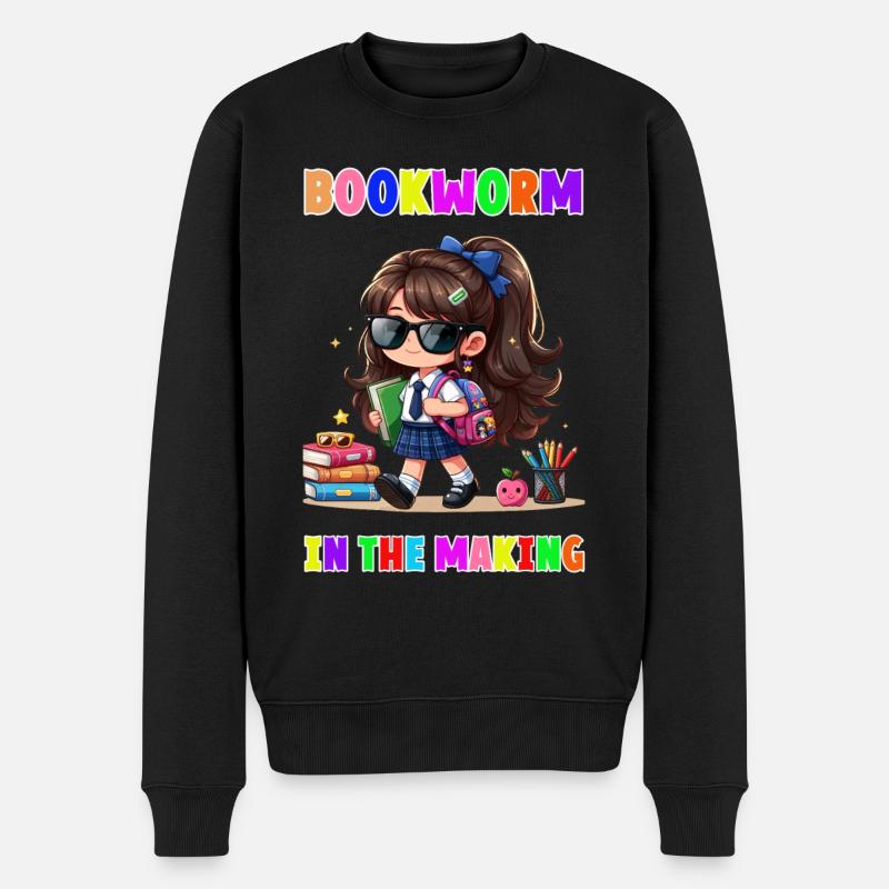 Bookworm in making - Männer Premium Bio Pullover - Schwarz