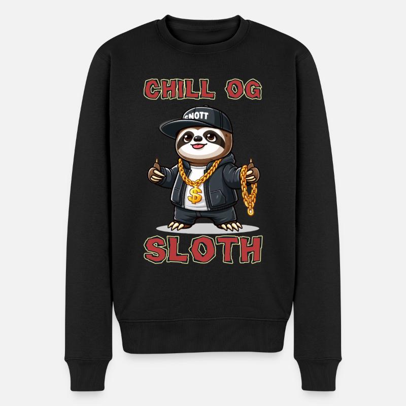 Chill OG Sloth - Männer Premium Bio Pullover - Schwarz