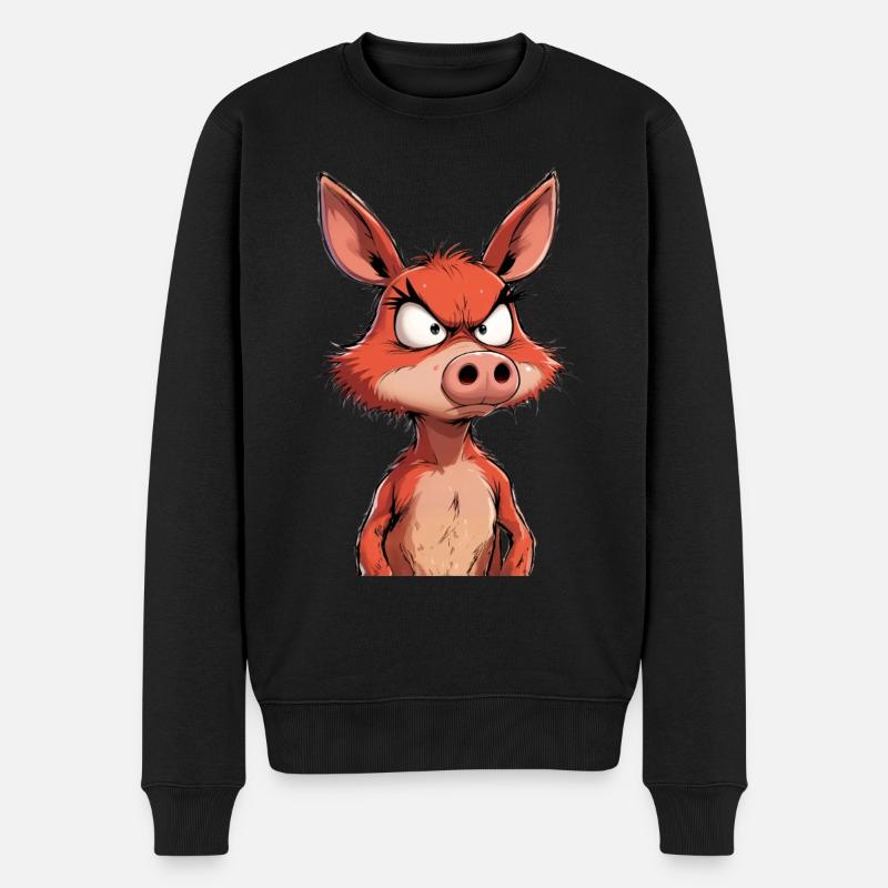 Angry mad pig - Männer Premium Bio Pullover - Schwarz