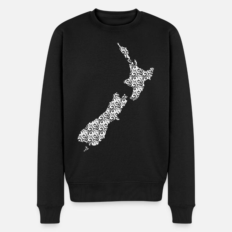 Neuseeland Karte Maori - Männer Premium Bio Pullover - Schwarz